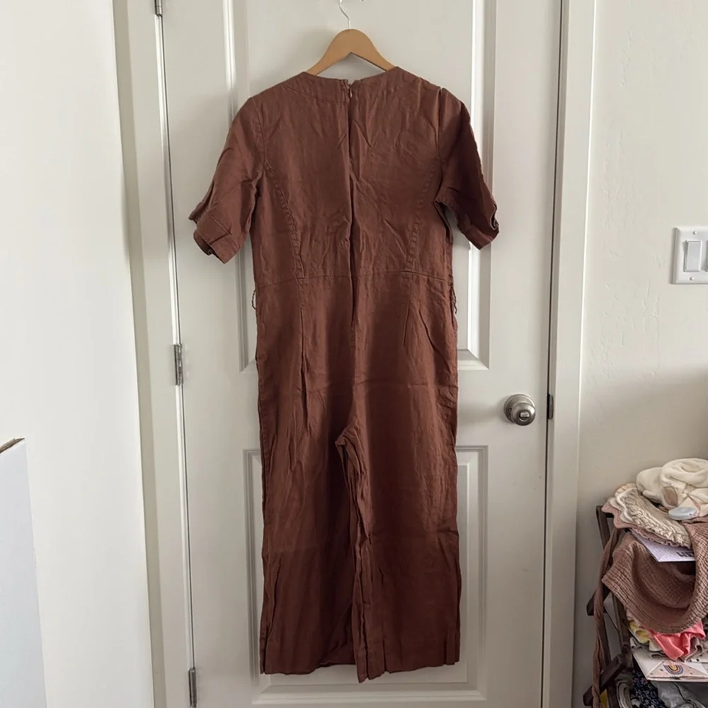 Everlane 100% Linen Wide Leg Jumpsuit - Brown (6)